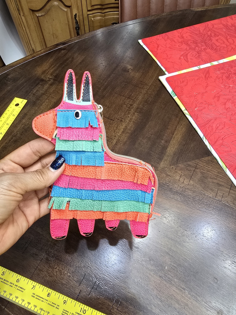 Multicolor Donkey Fringe Coin Purse - Pink, Orange, Blue, Green - Picture 2 of 7
